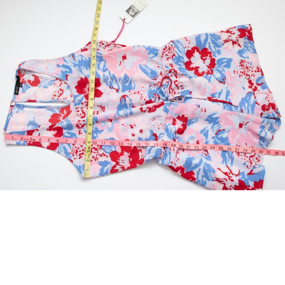 Gibson x Hi Sugarplum Mykonos Romper Abstract Floral Racerback Pink Blue XS New - Picture 8 of 8